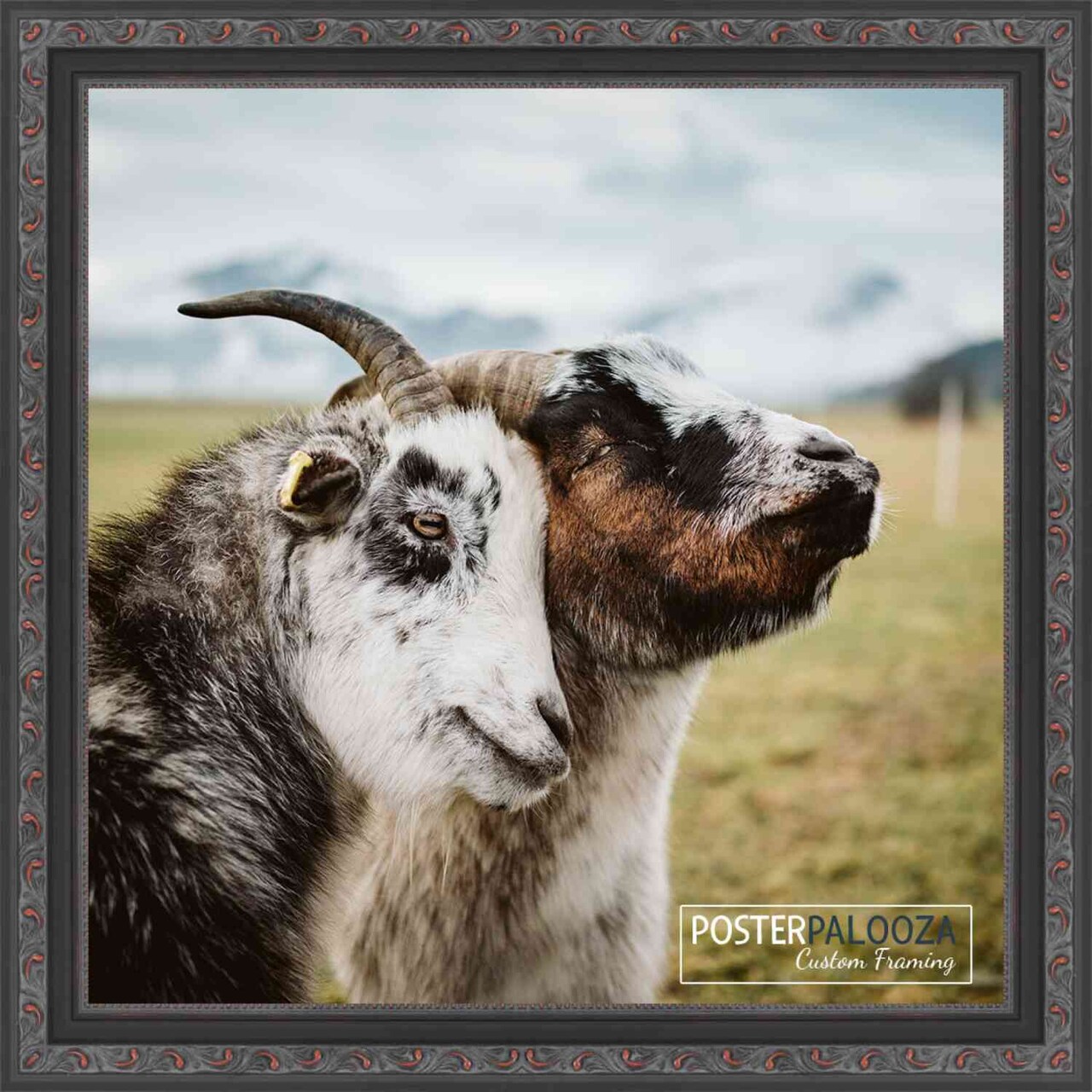 Square Antique Red Picture Frame - UV Acrylic, Foam Board Backing, Hanging Hardware